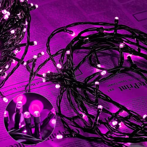 AURSTORE Basa Lichterkette, 8 Modi, 10 m, 100 LEDs, romantische Dekoration für Weihnachtsbaum, Hochzeit, Party, Lichterkette innen (grüner Draht, Violett) von AURSTORE