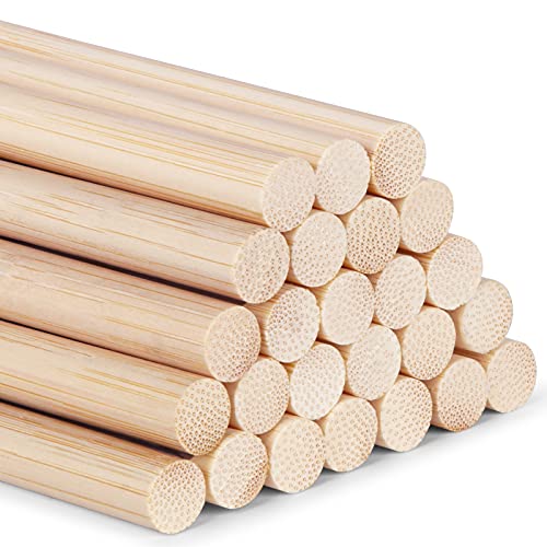 AUSYDE Bambusstäbe zum Basteln 30cm, Bastelstäbe Runder Stock, 25 Stück 10mm/0.40inch Holz, Rundhölzer zum Basteln, Hochwertige Bambusstock von AUSYDE