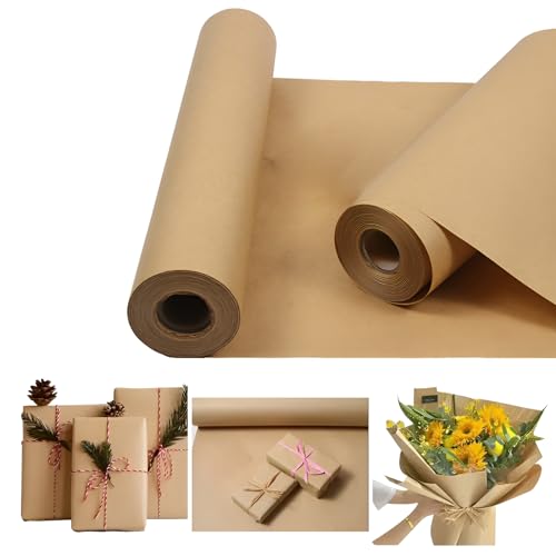 AUSYIWI Braune Kraftpapierrolle 38 cm *10 m,Kostenloses Juteseilund Verpackungsseil,Kraftpapierrollen sind ideal für Bastelarbeiten, Geschenkverpackungen und den Versand（Hellbraun） von AUSYIWI