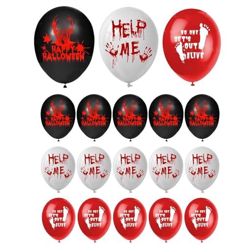 AUTOECHO Blutige Handabdruck-Luftballons,Blutige Halloween-Luftballons | 18 Stück gruselige Latexballons,Horrorfilm-Luftballons, Horror-Themen-Geburtstagsballons, Halloween-Horror-Luftballons für den von AUTOECHO