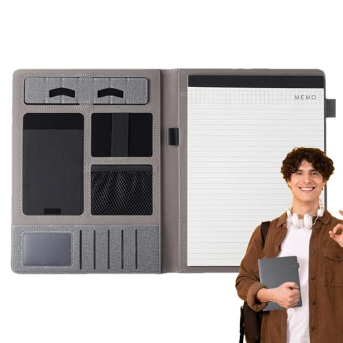 AUTOECHO Business Padfolio, Lebenslaufmappe, Notizblock inklusive, PU-Leder-Schreibblock, Tablet-Hülle für Geschäftsbedarf und Karten, Konferenzen von AUTOECHO