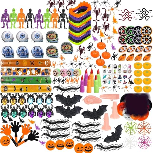 AUTOECHO Halloween-Partygeschenke-Spielzeugset,Halloween-Partygeschenke für Kinder,Halloween Tiny Toys 205 Stück Goody Bag Fillers Halloween- -Preis - Halloween-Partytüten aus Silikon, von AUTOECHO