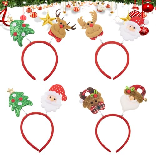 AUTOECHO Mädchen Weihnachtsstirnband,Weihnachtshaarband | 4X süße Weihnachts-Haarband-Boppers-Partyhüte | Haarreif mit Tierohren, Weihnachts-Stirnband, Weihnachtsfeier-Zubehör für die Weihnachtsfeier von AUTOECHO