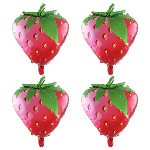 AUTOECHO Partyballons mit Obstmotiv,Partyballons mit Obstmotiv,4 Stück fruchtförmige Folienballons | Tropische Erdbeer-Wassermelonen-Jumbo-Luftballons, Lebensmittel-Luftballons, Foto-Requisiten, von AUTOECHO