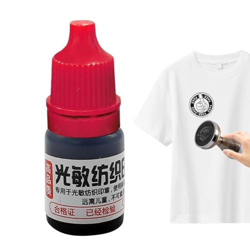 AUTOECHO Stoffblockdruckfarbe, 5 ml, Bastelbedarf, wasserabweisende Tinte, lichtempfindlich für Siebdruck, T-Shirt, Siebdruck, Baumwolle, Leinen, Stoffe von AUTOECHO