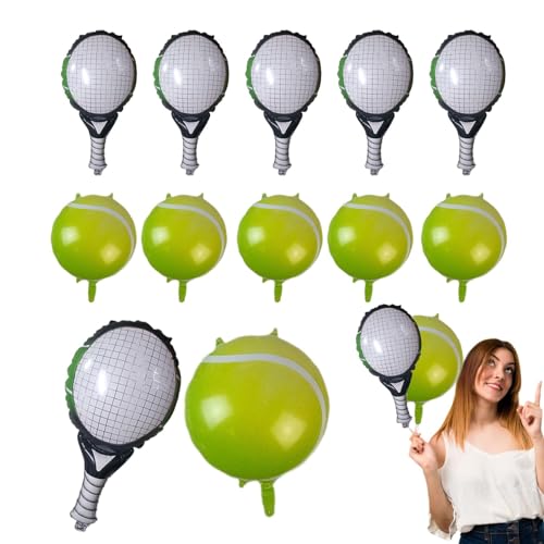 AUTOECHO Tennisballons Partydekoration,Tennisballballons,12 Teile/Satz Tennisschlägerform & Folien-Tennisballballons - Kreatives Partyzubehör zum Thema Tennis für Frauen, Kindergeburtstagsfeier von AUTOECHO