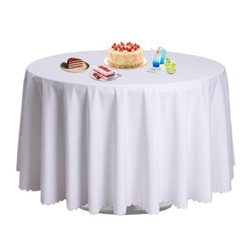 AUTOECHO Tischdecken für runde Tische, runde Tischdecke | 63-Zoll-Feststofftischabdeckungen - Buffet Tabletop Dekoration, Restaurant Bankett Tischdecke für das Empfang Bankettbuffet von AUTOECHO