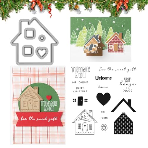 AUTOECHO Weihnachtsstempel für die Kartengestaltung, Weihnachts-Stanzformen und Stempel, Weihnachtshaus-Bastel-Scrapbooking-Form, Prägewerkzeug, Stanzteile für die Kartenherstellung, Album, Papier, von AUTOECHO