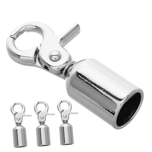 4 Stück Uhrenklemme Seilendkappen Menschenmengen kontrollieren Seilhaken Seilendstopper Taschen-Verbindungsstück Kordelverbinder Pfostenhaken Seilendverschluss Zinklegierung Silver AUTSUPPL von AUTSUPPL