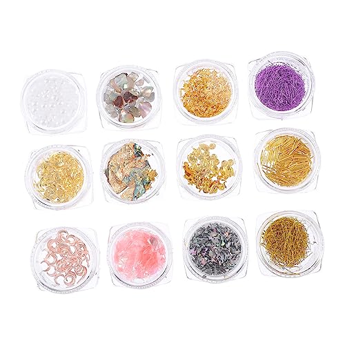 AUTSUPPL 1 Box Nail Art Zubehör Maniküre Charm DIY Maniküre Schmuck Nail Art Zubehör Maniküre Dekoration DIY Nagel Ornamente Nail Art Charms Maniküre Glitzer Goldfolie Bunt von AUTSUPPL