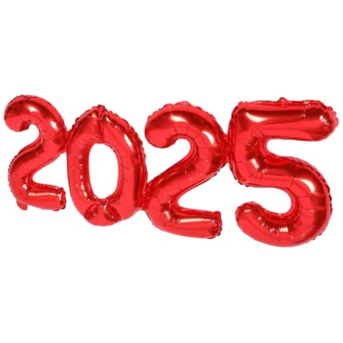 AUTSUPPL 1 Satz 2025 Ballon 2025 Luftballons Für Die Abschlussfeier Zahlenballon Abschlussdekorationen 2025 Neujahrsdekore Weihnachtsfeier Luftballons 2024 Luftballons Aluminiumfolie Rot von AUTSUPPL