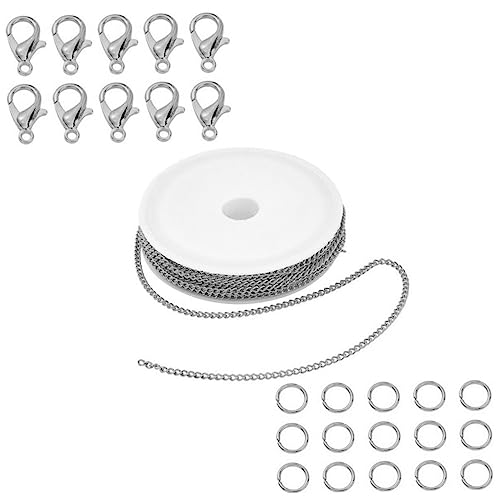 AUTSUPPL 1 Set Schmuckherstellungszubehör DIY Karabinerverschlüsse Kettenschnallen Offene Kreise Für Ketten Und Armbänder Inkl Schmuckösen Und Clips Zur Schmuckherstellung von AUTSUPPL