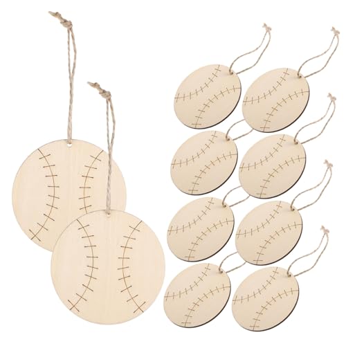 AUTSUPPL 10 Stück Holz Papierausschnitte Dekoration Zum Aufhängen Baseball Malerei Holzchips Unvollendete Holzchips DIY Holzscheiben DIY Graffiti von AUTSUPPL