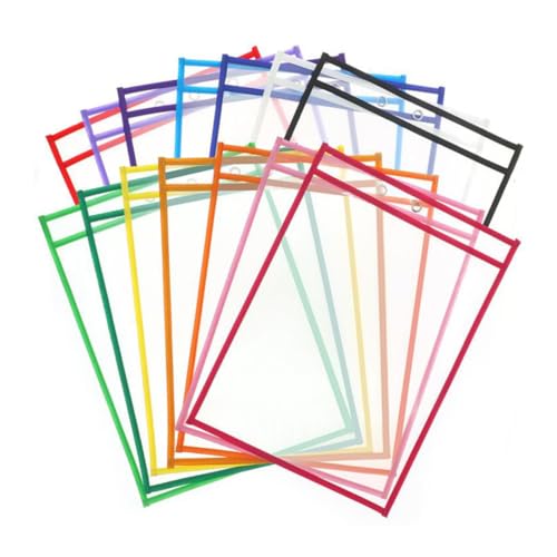 AUTSUPPL 10 Stück Transparente Dry Erase Taschen Trocken Abwischbar Verschiedene Farben Dokumententaschen Schreibwarenbedarf Für Büro Und Schule von AUTSUPPL