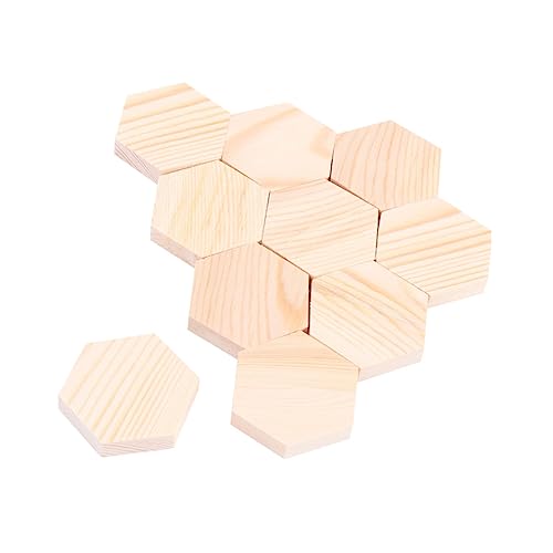 AUTSUPPL 10st Holzblock Selber Machen Quadratische Etiketten Unfertige Sechseckige Planke Polygonal Kleiner Holzblock Bastelbrett Aus Holz Bambus von AUTSUPPL