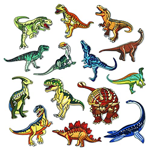 AUTSUPPL 14 Stück Dinosaurier Stickerei Patches Aufbügelbare Stoffapplikationen Für Kleidung Dekorative Aufnäher Für Jeans Hemden Taschen von AUTSUPPL