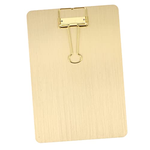 AUTSUPPL 1Stk A5 Notiz Büro-Klemmbretter Hartfaserplatte Taschenordner Menühalter clipboard Schreibbrett mit Klemme schulsachen Klemmbrett Edelstahl a5 büroklammer Golden von AUTSUPPL