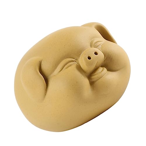 AUTSUPPL 1Stk Ornamente büroradio offic geschen gartensiebe schenken gefärten Miniatur kleine Tierfiguren Kung Fu Tee Haustier Schweinchenfiguren Dekor Hausversorgung Keramik Yellow von AUTSUPPL