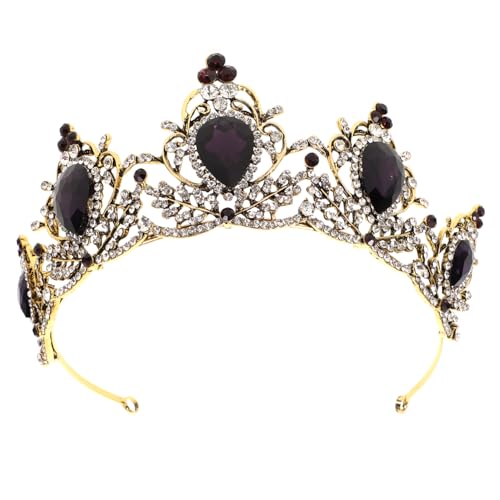 AUTSUPPL 1stk Vintage-kronen-stirnband Hochzeitsstirnbänder Für Die Braut Braut-tiara-stirnband Barocke Tiaras Für Die Hochzeit Barocke Retro-kronen Brautkrone Aus Strass Violett Legierung von AUTSUPPL