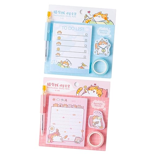 AUTSUPPL 2 Sätze Briefpapier Blockpapier Notizblöcke kleben Scrapbooking-Klebeband haftnotizen klebezettel stickynotes tavlit deskpad memo erinnerungsbuch Selbstklebende Notizen Notizblock von AUTSUPPL