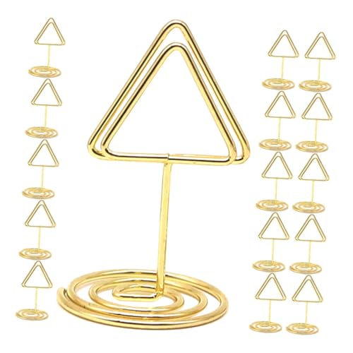 AUTSUPPL 20 Stück Goldene Dreieckige Kartenhalter Tischdekorationsständer Draht Bildhalter Foto Memo Clips Hochzeitsempfangshalter Für Buffet Essensschilder Weihnachtsfeier Dekoration von AUTSUPPL