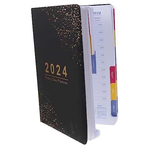 AUTSUPPL 2024 Englisch Notizbuch 365 Tage Daily Planner Für Studenten Softcover Notizblock Monats Und Wochenplanung Ideal Für Schule Und Universität Schwarzes Design von AUTSUPPL