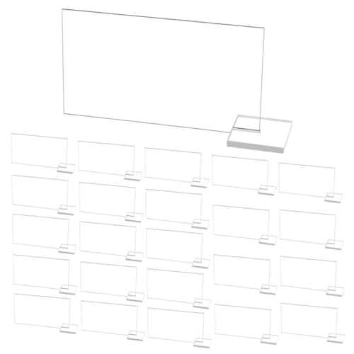 AUTSUPPL 24 Sätze Hochzeit Acrylschilder Bürozeichen Kaffee Zeichen Hochzeitsschildhalter Klare Platzkarten Mit Ständer Lebensmittelzeichenkarte Leeres Ortsschild Tischkarte Transparent von AUTSUPPL