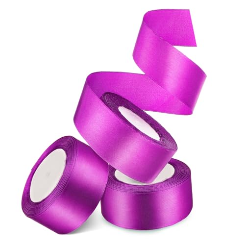 AUTSUPPL 3 Rollen verpackung Band Blumenstraußband Dekorationsband geschenkband Breites Band für Dekoration Schleifenband Bunter Band Hochzeitsbänder Stoffband Polyester Violett von AUTSUPPL