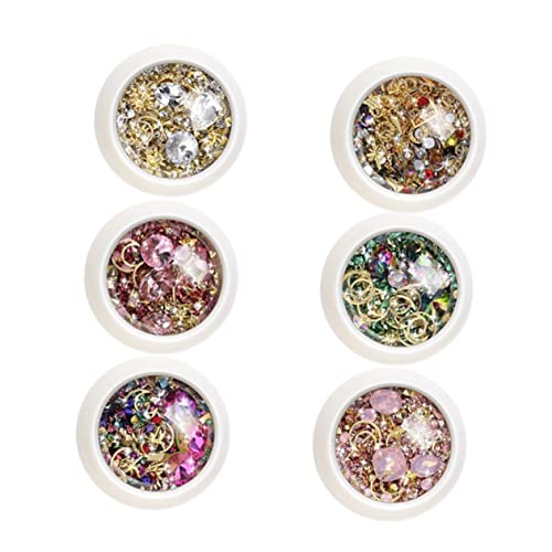 AUTSUPPL 6 Sätze Nagelkunstzubehör nail decoration fingernägel aufkleber nagelbeißer stop rhinestone 3D-Nailart-Strasssteine Strasssteine ​​für Nägel Maniküre-Verzierung Nailart-Zubehör von AUTSUPPL