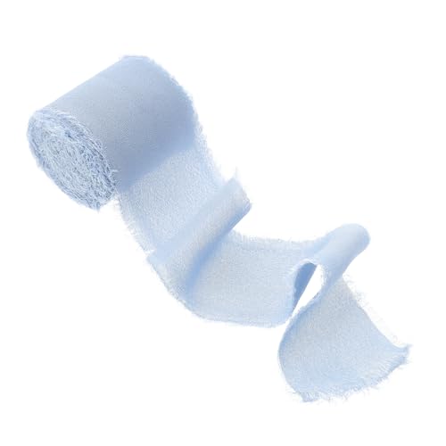 AUTSUPPL Blumenverpackungsband Hochzeitseinladungen Fransen Chiffon Band Blaues Ausgefranste Ribbon für Geschenkverpackung Zartes Dekorationen Haze Seidenband Blumenstärke Handwerksbehörde von AUTSUPPL