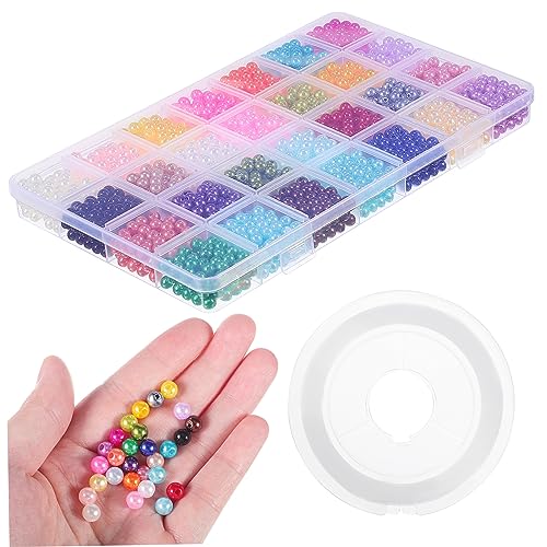 AUTSUPPL Bunte Kunstperlen 6mm Runde Perlen Mit öchern Und Elastischer Schnur Für DIY Schmuckherstellung Auffädeln Von Armbändern Und Ketten von AUTSUPPL