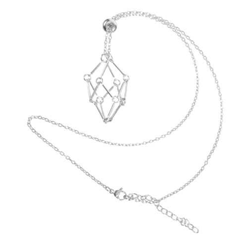 AUTSUPPL Halskette Mit Netzanhänger Halskette Mit Käfiganhänger Heilstein-käfig-halskette Halskette Mit Edelsteinhalter Halsketten Mit Kristallhalter Silver Rostfreier Stahl von AUTSUPPL