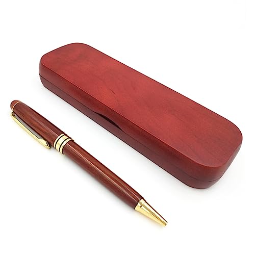 AUTSUPPL Rosenholz Kugelschreiber | Vintage Design | Hochwertiges Holz | Blaue Tinte | Edle Geschenkbox | Exklusives Schreibgerät | Perfekt Als von AUTSUPPL