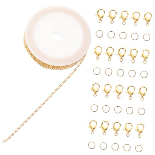 AUTSUPPL Set Schmuckkette Zur Schmuckherstellung Mit Ringen Und Karabinerverschlüssen 1 Set Kette Für Armband Verschluss Und Lederbänder Für Ketten Jewelry Making Kit von AUTSUPPL