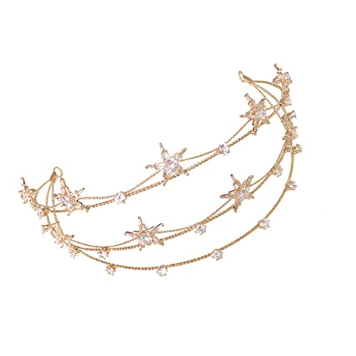 AUTSUPPL Strass-Kopfschmuck Hochzeitshaarschmuck für Frauen damen stirnbänder wedding hair accessories hochzeits haarschmuck Frauen Kopfschmuck für die Hochzeit Pentagramm-Stirnband Golden von AUTSUPPL