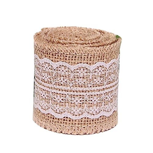 AUTSUPPL Vintage Juteband Mit Weißer Spitze Naturbelassenes Sackleinenband Für Heimdekoration Hochzeit Und Handwerk Perfekt Für DIY Projekte Und von AUTSUPPL