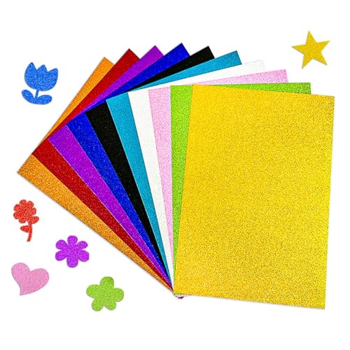 10 Stück Glitzer-Karton, Gold-Karton, Kartonpapier, Glitzerpapier, farbiger Karton, A4, fusselfreier Glitzer-Karton, glitzernder Bastelbedarf, für Hochzeitskarten (Größe: 21 x 29 cm) von AUTUUCKEE