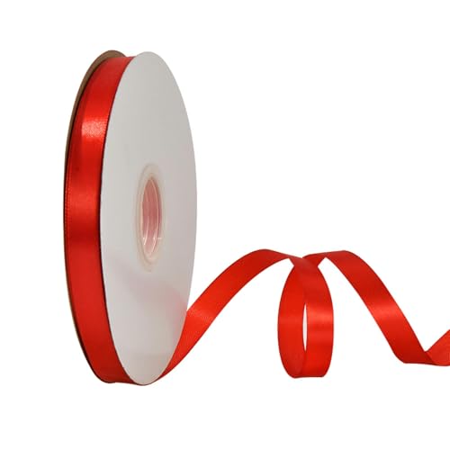 Rotes Samtband, 10 mm x 22 m, rote Bänder zum Verpacken von Geschenken, Bänder zum Basteln, weiches luxuriöses Samtband, Spule, Stoffbänder für Kranzdekoration, Schleifenherstellung (Größe: 22 m) von AUTUUCKEE