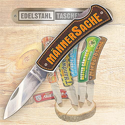 AV Andrea Verlag Taschenmesser Klappmesser - Männersache - Edelstahl Klinge | Geschenkidee Geschenk für Männer | Outdoor Messer von AV Andrea Verlag