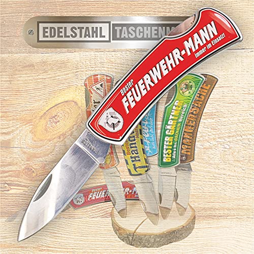 AV Andrea Verlag Taschenmesser Klappmesser - Bester Feuerwehrmann, Immer im Einsatz - Feuerwehr Edelstahl Klinge | Geschenkidee Geschenk für Männer | Outdoor Messer von AV Andrea Verlag