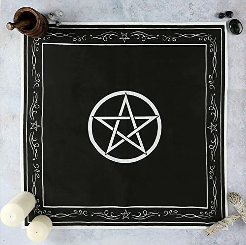 Pentagramm Altartuch aus Baumwolle, Wandbehang, schwarze Magische Hexe, Wicca, heidnisch, 60 x 60 cm (Pentagramm) von AVA Collections