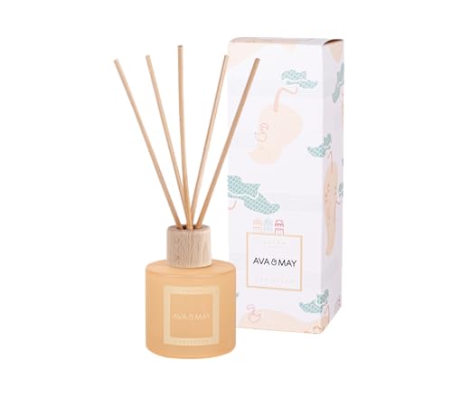 AVA & MAY Aruba Diffuser (100 ml) – vegane Duftstäbchen aus Rattan mit Duft für ca. 4 Wochen – mit hochwertigem Duftöl aus Litschi, Magnolie und Vanille von AVA & MAY