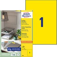 100 AVERY Zweckform Etiketten 3473 gelb 210,0 x 297,0 mm von AVERY Zweckform