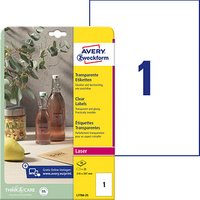 25 AVERY Zweckform Folienetiketten transparent 210,0 x 297,0 mm von AVERY Zweckform