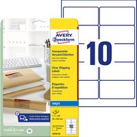 250 AVERY Zweckform Folien-Versandetiketten J4722-25 transparent 96,0 x 50,8 mm von AVERY Zweckform