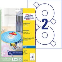 40 AVERY Zweckform CD-Etiketten C6074-20 weiß von AVERY Zweckform