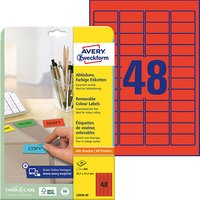 960 AVERY Zweckform Etiketten L6038-20 rot 45,7 x 21,2 mm von AVERY Zweckform