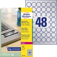 960 AVERY Zweckform Typenschildetiketten L6129-20 silber 30,0 x 30,0 mm von AVERY Zweckform