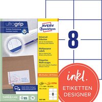 AKTION: 1.600 AVERY Zweckform Etiketten 3427-200 weiß 105,0 x 74,0 mm + GRATIS 160 Etiketten von AVERY Zweckform