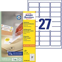 AKTION: 2.700 AVERY Zweckform Etiketten weiß 63,5 x 29,6 mm von AVERY Zweckform